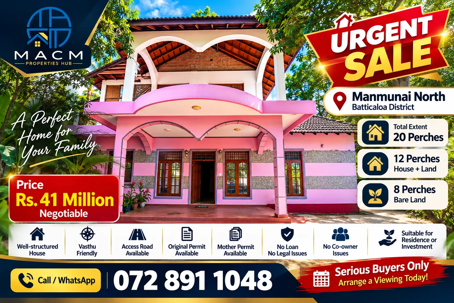 🏡 URGENT SALE – 20 PERCH HOUSE & LAND IN MANMUNAI NORTH, BATTICALOA - photo 1
